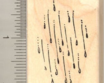 Rain Drops Rubber Stamp H8216 Wood Mounted, Raining, Weather, Storm