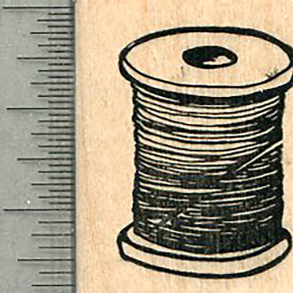 Thread Rubber Stamp, Sewing Series D38012 Wood Mounted