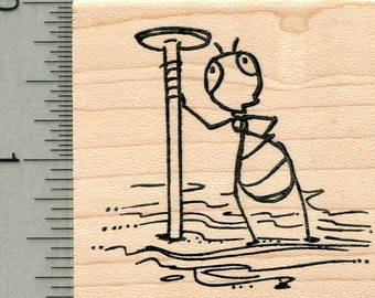 Carpenter Ant Rubber Stamp, with Nail H34401 Wood Mounted