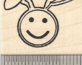 Easter Bunny Emoji Rubber Stamp, with Rabbit Ears D29223 Wood Mounted