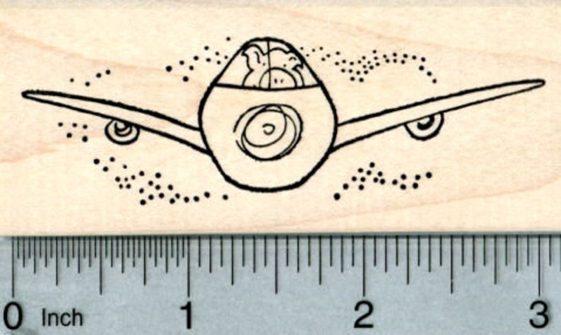 When Pigs Fly Series Pig Pilot Rubber Stamp Airplane J33404 Wood Mounted