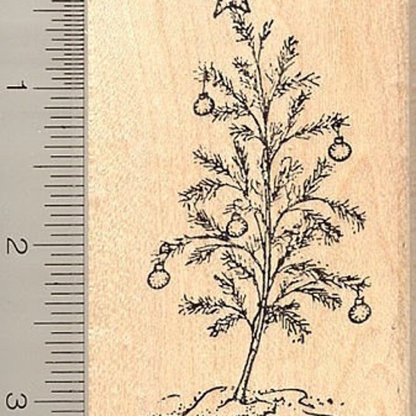 Traditional Christmas Tree Rubber Stamp K1525 Wood Mounted
