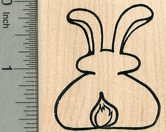 Bunny Rubber Stamp, Rear View, Easter Series J37619 Wood Mounted