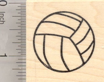 Volleyball Rubber Stamp, Sport D27432 Wood Mounted