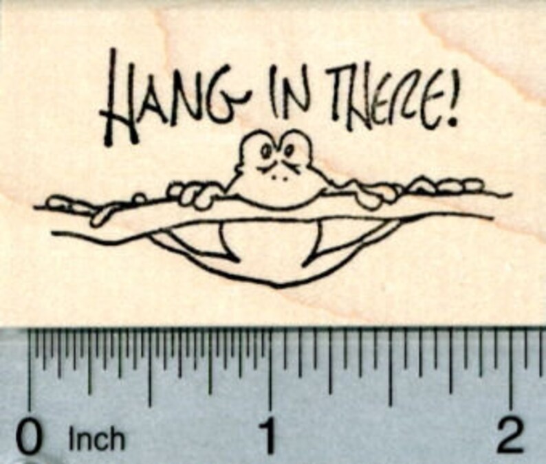 Hang in There Frog Rubber Stamp G31617 Wood Mounted