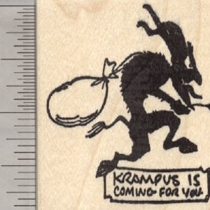 Christmas Krampus Rubber Stamp, Silhouette, is coming for you G29308 Wood Mounted