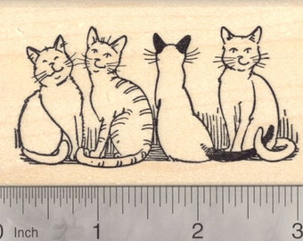 Cat Rubber Stamp, Line of Cats, Feline Line  K18610 Wood Mounted