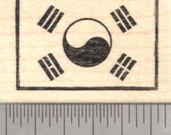 Flag of South Korea Rubber Stamp, Taegukgi D27101 Wood Mounted