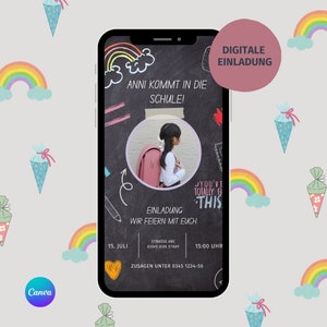 Convite digital primeiro dia de aula lousa | Modelo de convite para matrícula em escola de fotografia, personalize o cartão do WhatsApp com nome
