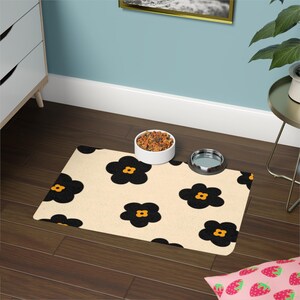 Cute Floral Pet Food Mat, Dog Feeding Mat, Cat Dish Mat, Non-Slip Pet Mat, Home Décor, Pet Lover Gift, Kitchen Accent