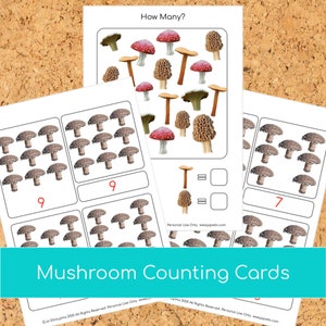 Cartes de comptage de champignons Montessori