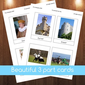 Knights and Castles Montessori 3 part cards and activities image 2