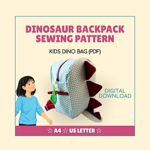 Patrón de costura para mochila de dinosaurio: Mochila infantil de dinosaurio (patrón en PDF)