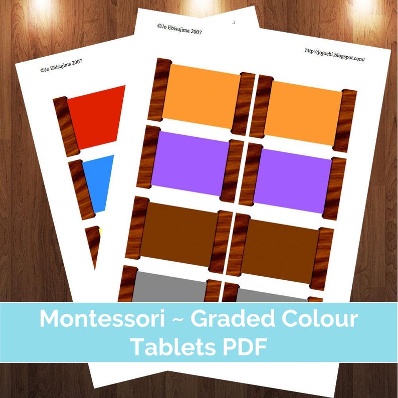 Montessori Graded Colour Tablets PDF make own Montessori graded tablets, DIY graded tablets, Printable graded tablets, educational, cards image 1