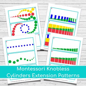 50 Montessori Knobless Cylinders Extension Patterns Base Cards & 3D Pattern Cards image 3