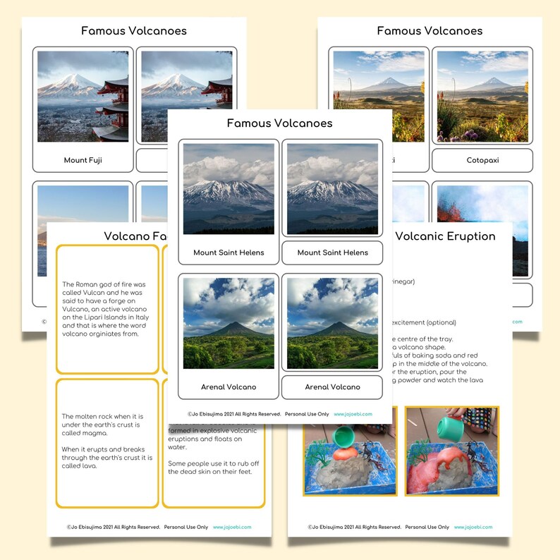 Volcano Montessori 3 Part Cards PDF parts of volcano cards, educational volcano cards, three part cards, Montessori cards, home school image 2