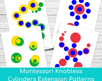 50+ Montessori Knobless Cylinders Extension Patterns Base Cards & 3D Pattern Cards