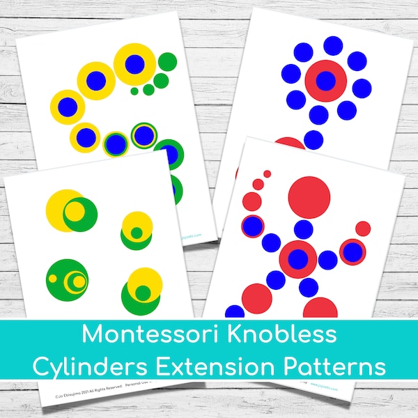 50+ Montessori Knobless Cylinders Extension Patterns Base Cards & 3D Pattern Cards