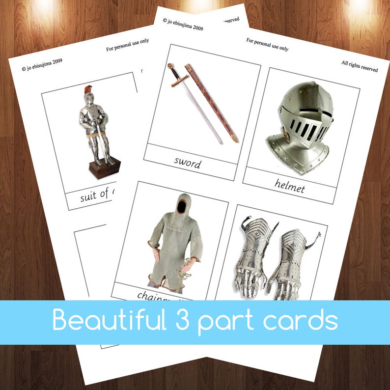 Knights and Castles Montessori 3 part cards and activities image 4