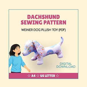 Dachshund Sewing Pattern: Weiner Dog Plush Toy (PDF)