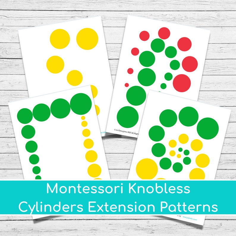 50 Montessori Knobless Cylinders Extension Patterns Base Cards & 3D Pattern Cards image 2