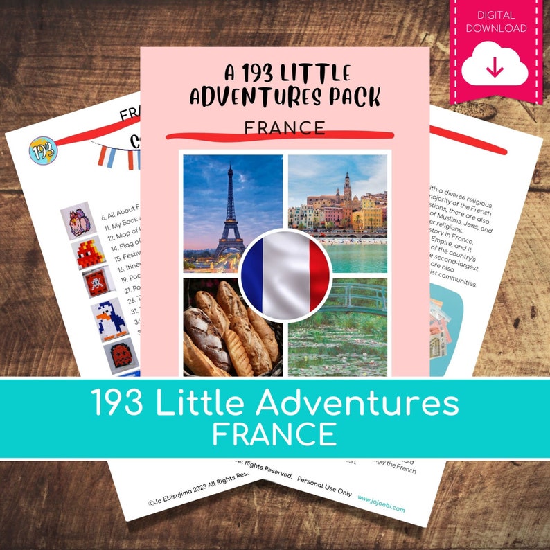 FRANKRIJK 193 Little Adventures Pack Printbare cultuurpakketten voor nieuwsgierige kinderen afbeelding 1