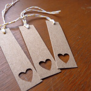 Brown heart bookmarks or gift tags, set of 3 image 2