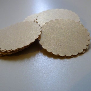 Round stickers envelope seals party packaging pearlised creamy glitter gold circles with scalloped edges image 3