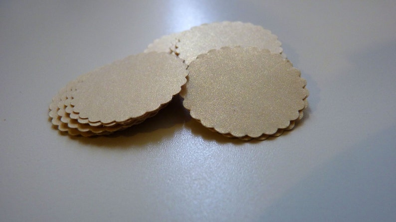 Round stickers envelope seals party packaging pearlised creamy glitter gold circles with scalloped edges image 3