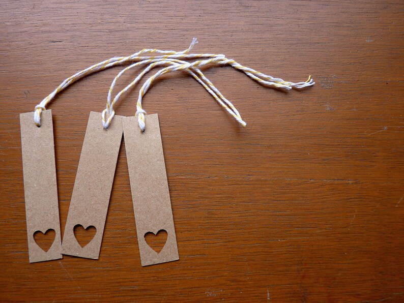 Brown heart bookmarks or gift tags, set of 3 image 3