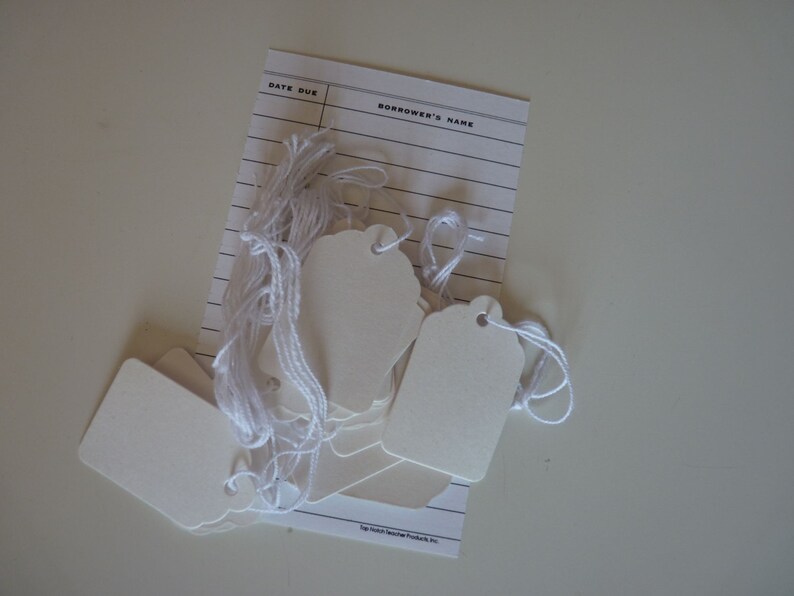 Plain white strung small tags set of 25 image 3