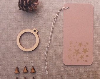 large size gold star hand printed festive gift tags buff beige colour plain card price hang tags