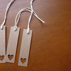 Brown heart bookmarks or gift tags, set of 3 image 1