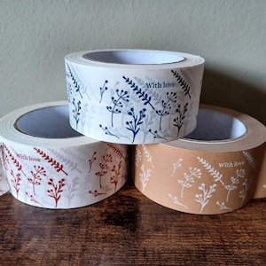 Set aus 3 selbstklebenden braunen und weißen Kraftpapierbändern - Ideal für Verpackungen und Geschenke - 50 mm x 50 m - Ohne Plastik/recycelbar/umweltfreundlich