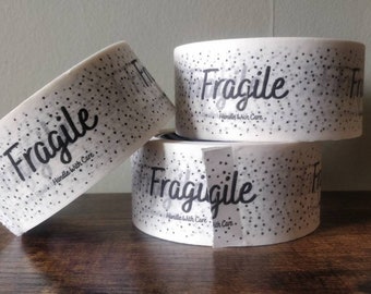 Self Adhesive White Kraft Paper Tape Fragile Handle with Care - Ideal for Packaging - 48mm x 50m - Plastic Free/Recyclable/Eco Friendly