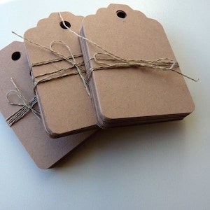 Parcel size size 3 linen buff beige brown colour plain card price hang gift tags image 1