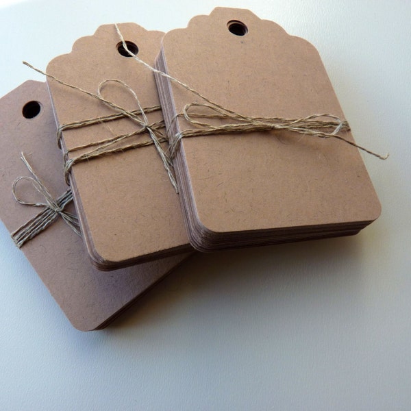 Parcel size (size 3) linen buff beige brown colour plain card price hang gift tags