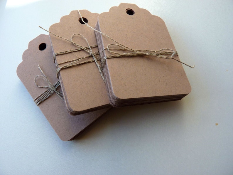 Parcel size size 3 linen buff beige brown colour plain card price hang gift tags image 1