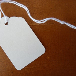 Plain white strung small tags set of 25 image 1