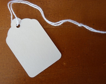 Plain white strung small tags - set of 25