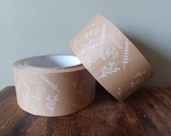 Floral Kraft Paper Tape – Self Adhesive, Eco Friendly Packaging (50mm x 50m)