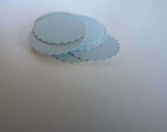 Circle sticker envelope seals - light blue with scalloped edges
