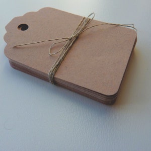 Parcel size size 3 linen buff beige brown colour plain card price hang gift tags image 2