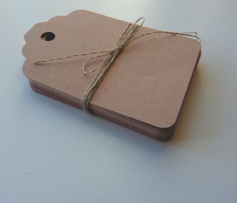 Parcel size size 3 linen buff beige brown colour plain card price hang gift tags image 2