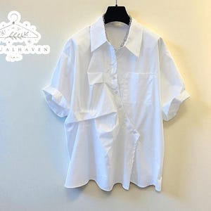 Oversized Button Down Shirt | Loose Fit Collared Top | Casual Long Sleeve Blouse | Lightweight Everyday Wear | Elegant Fashion for Women