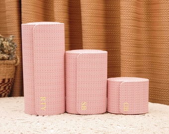 Personalized Pink Vegan Leather Travel Watch Roll, Textured Grass Mat, Groom Gift