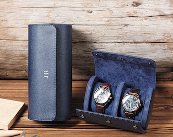 Gift For Him,Customized Leather Watch Case,Leather Watch Case,Personalized Travel Watch Box for Him,Travel Watch Case,Grooms Fathers Gift
