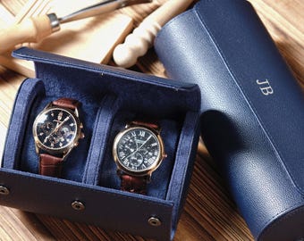 Leather Watch Case,Personalized Travel Watch Box for Him,Customized Leather Watch Case, Travel Watch Case,Grooms Fathers Gift, Gift For Him