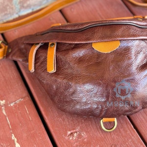 Large Leather Fanny Pack Bag | Genuine Leather Fanny pack | Genuine Leather Bumbag | Leather Belt Custom | Personalized leather gift vintage