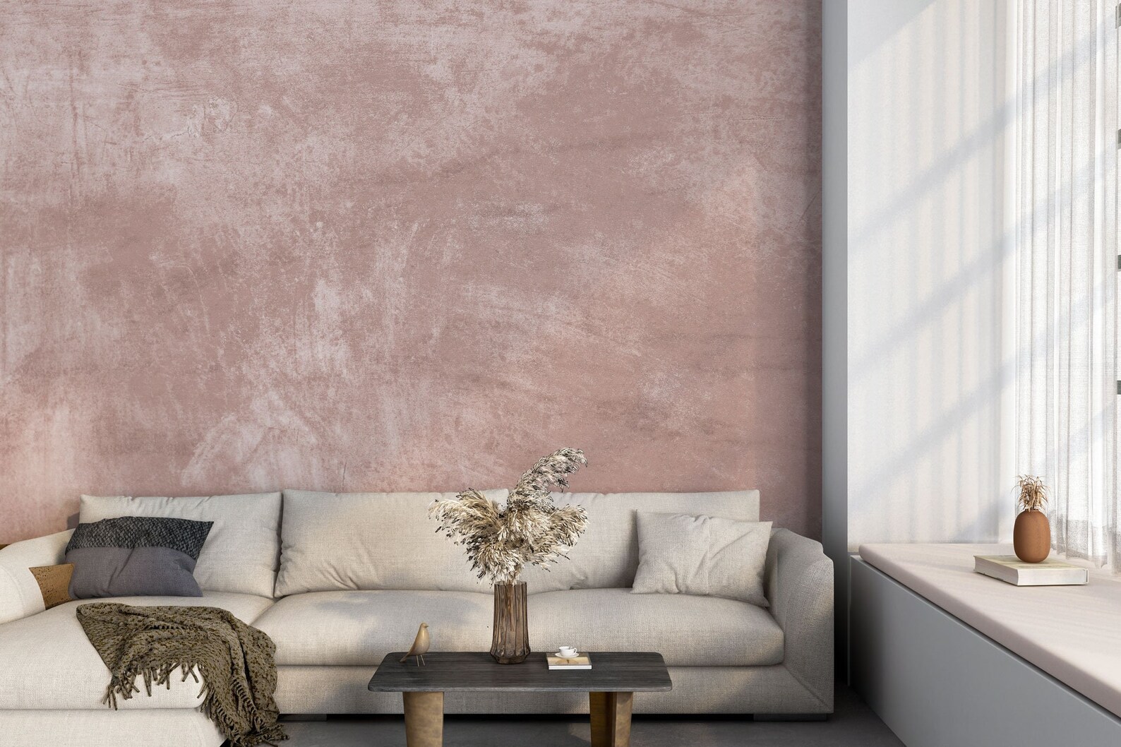 A closer look at Textured Concrete Look Wallpaper For Kitchen